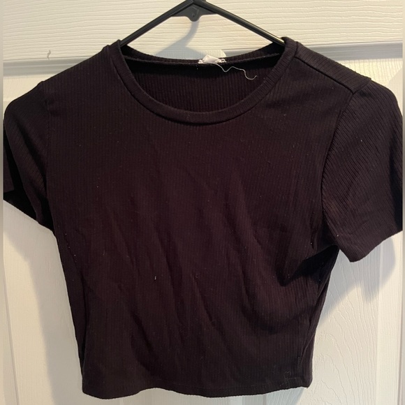Garage Black Ribbed Crop Top - Picture 1 of 4